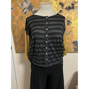 Alembika Artsy Reversible Nothing Matches Button Front or Back Rayon Blend Top S